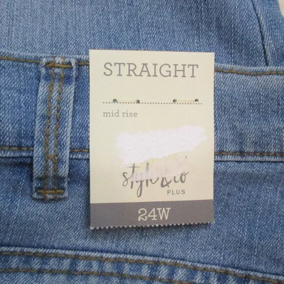 Style & Co Plus Mid Rise Straight Distressed Jeans - Picture 6 of 7